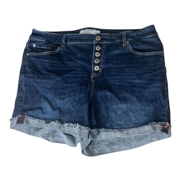 TORRID Shorts Stretch First at Fit Blue Denim Women Size 18 Button Fly Cuffed - Picture 1 of 11